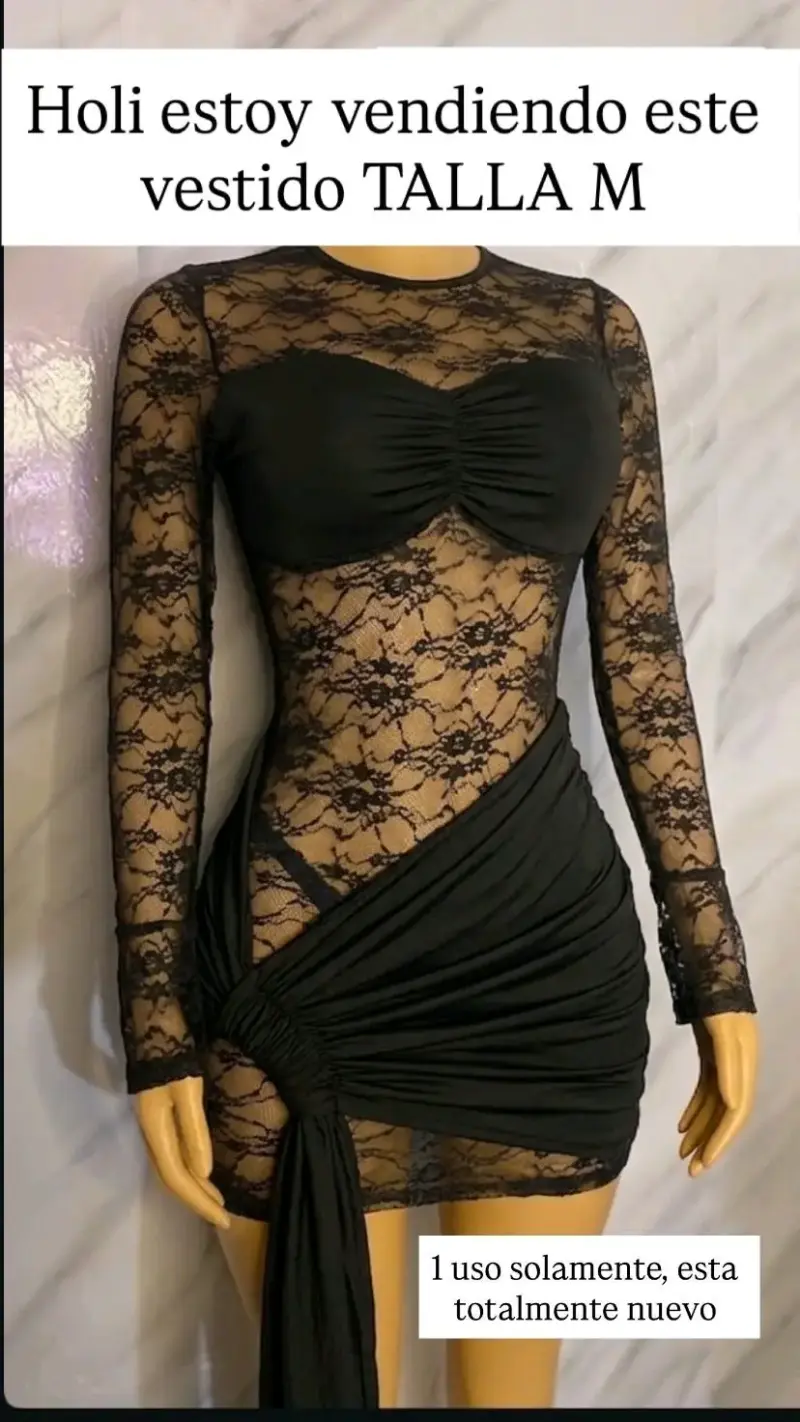 Vestido de encaje negro talla M