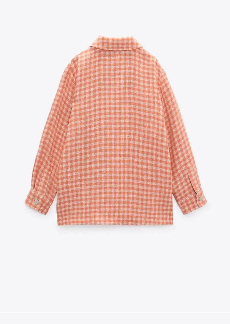 Chaqueta de cuadros naranja ZARA - 3