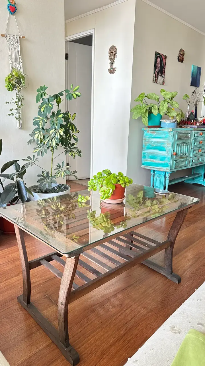 Mesa de centro con vidrio - 1