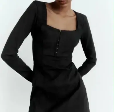 Vestido negro manga larga - miniatura 1