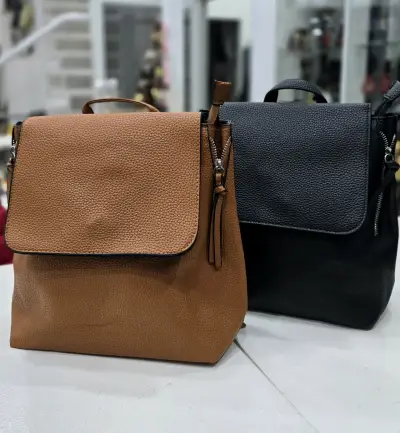 Mochilas de eco cuero café y negro - miniatura 1