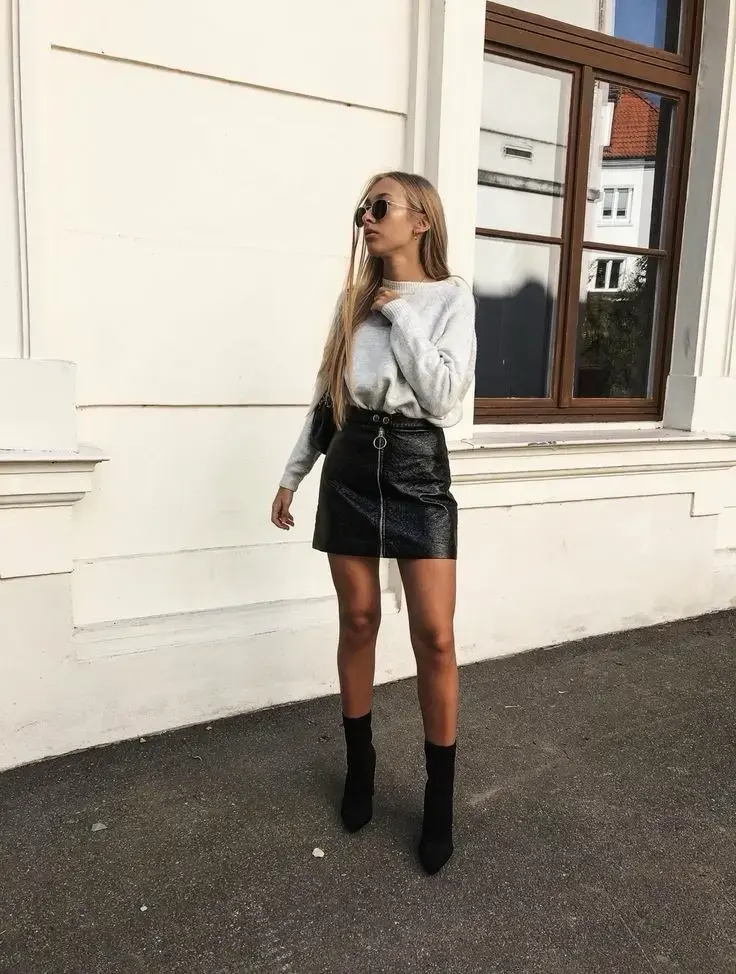 Mini falda negra con cierre - 3