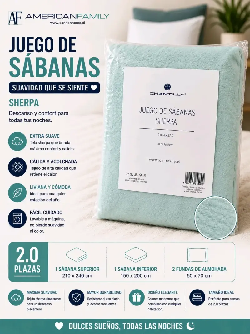 Juego de sábanas Sherpa 2 plazas
