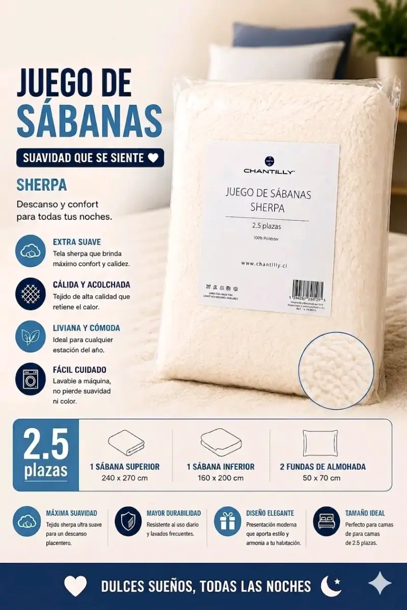 Juego de sábanas Sherpa 2.5 plazas