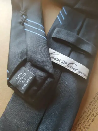 Corbata negra de seda Kenneth cole hecha mano - miniatura 1