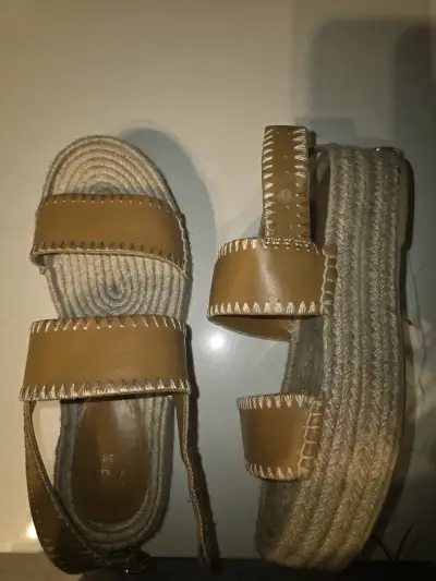 Sandalias ZARA diseño yute color marrón - miniatura 4