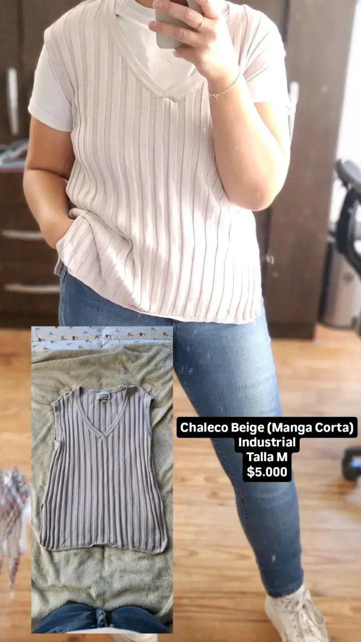Chaleco beige manga corta