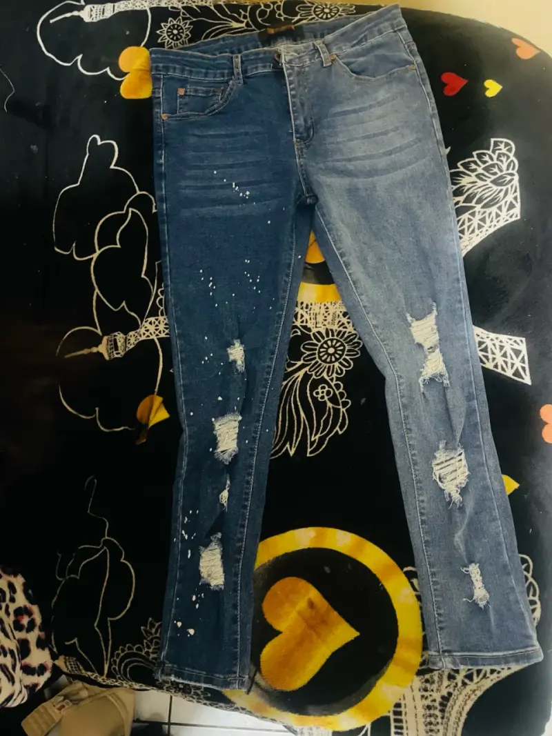 Jeans desgastados azul oscuro - 2