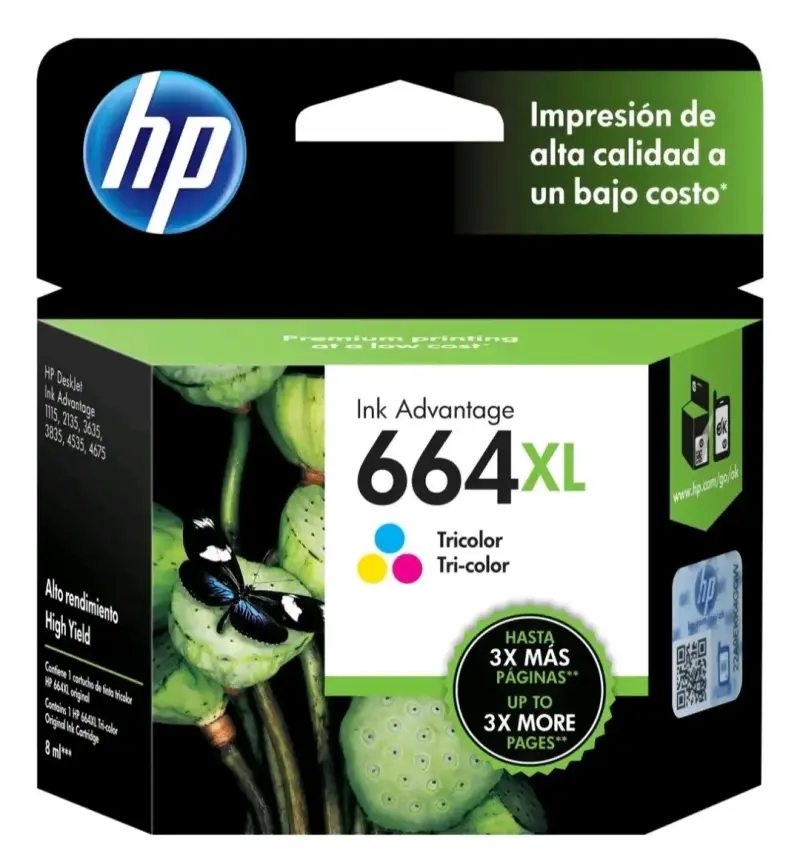 Cartucho tinta HP 664XL Tricolor