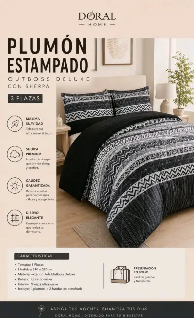 Plumón estampado Doral 3 plazas - miniatura 2