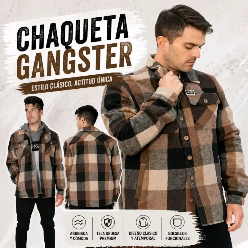 Chaqueta Ganster de cuadros clásica