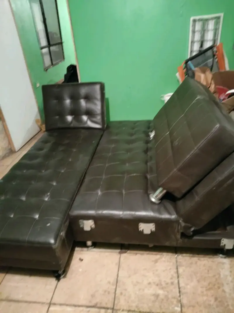 Sofá cama de cuero marrón - 2