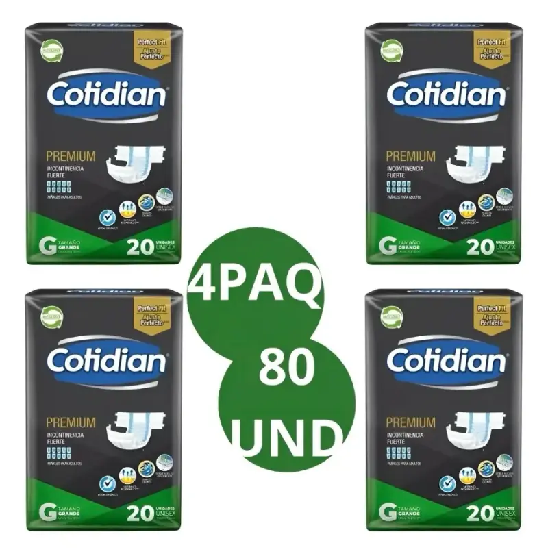 Pañales Cotidian Premium 4paq De 20 Und Talla G