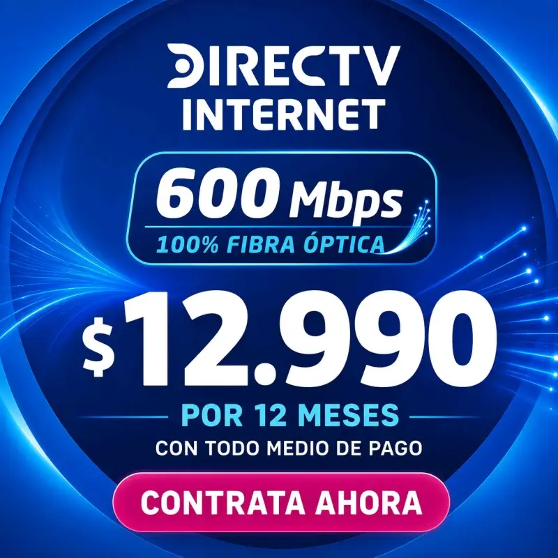 Internet fibra directv $12.990