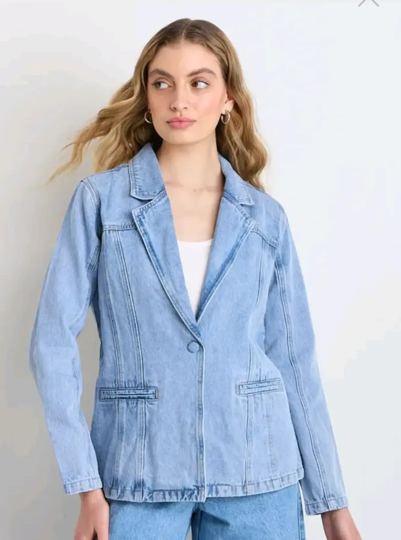 Blazer de mezclilla azul claro - 1