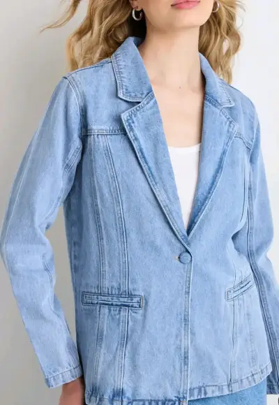 Blazer de mezclilla azul claro - miniatura 4