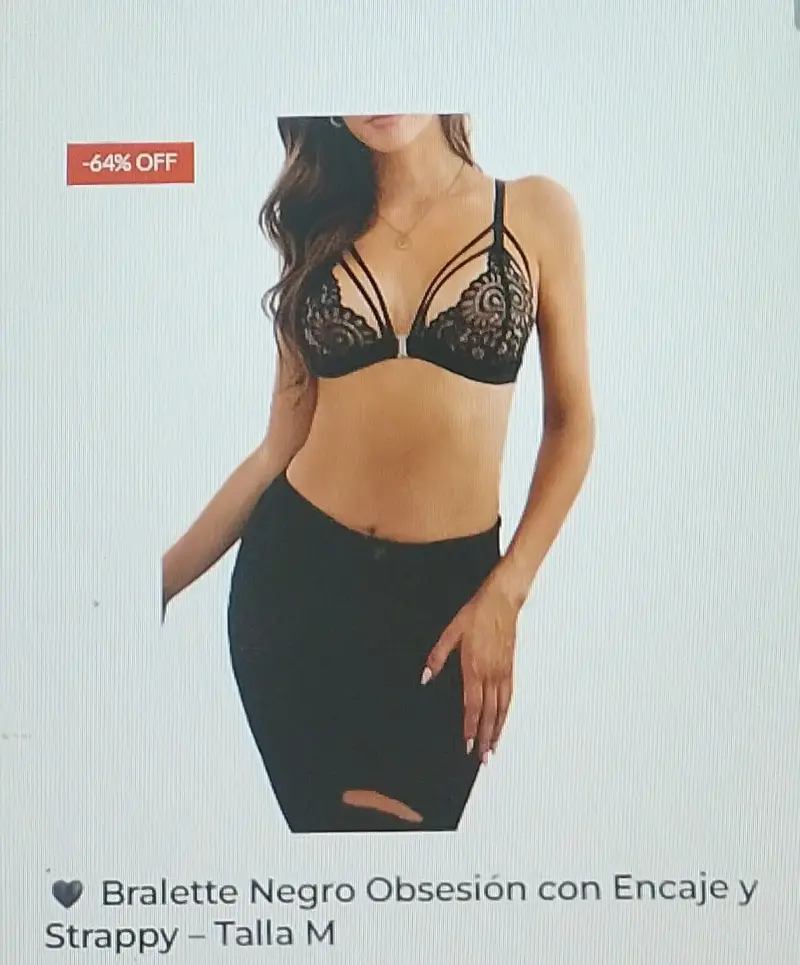 Bralette negro encaje strappy