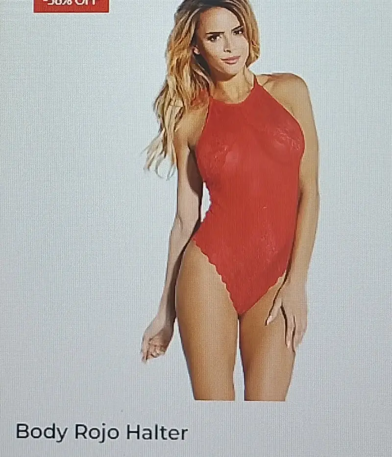 Body rojo halter encaje