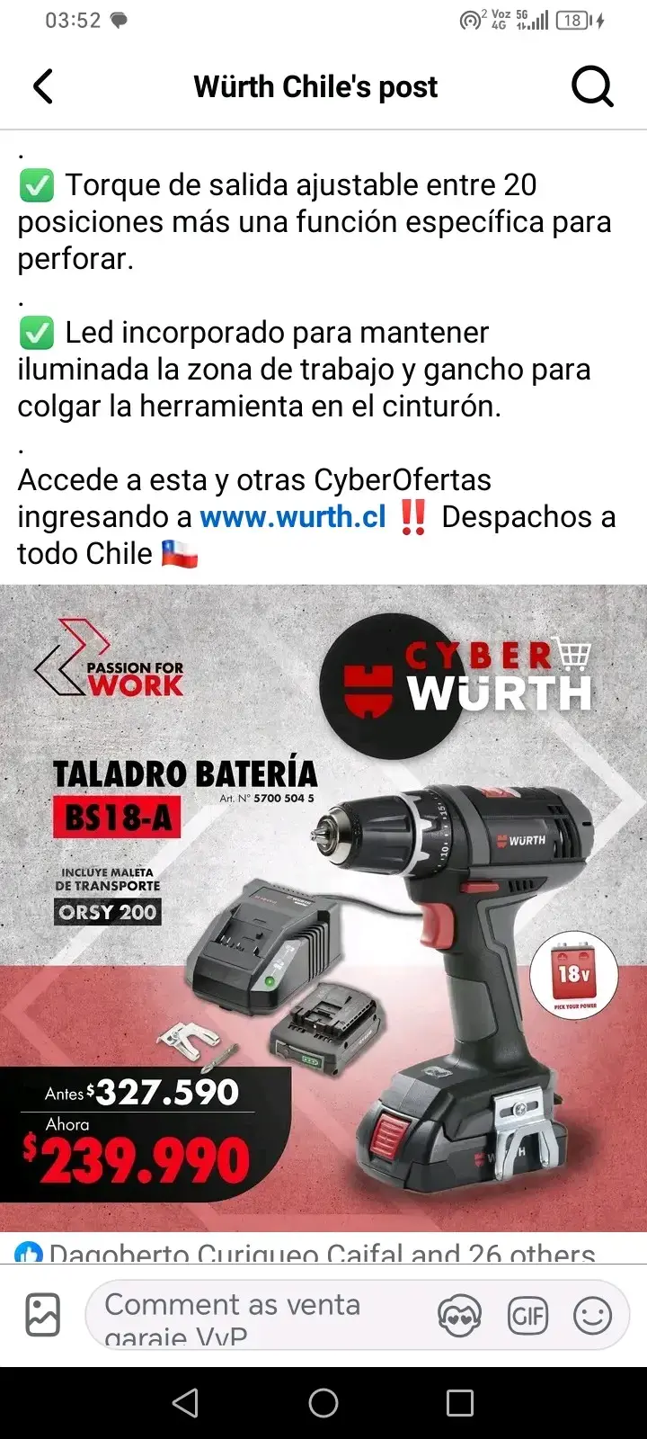 Taladro a batería Würth BS18-A - 1