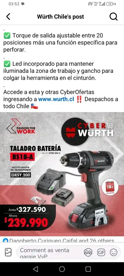 Taladro a batería Würth BS18-A - miniatura 1