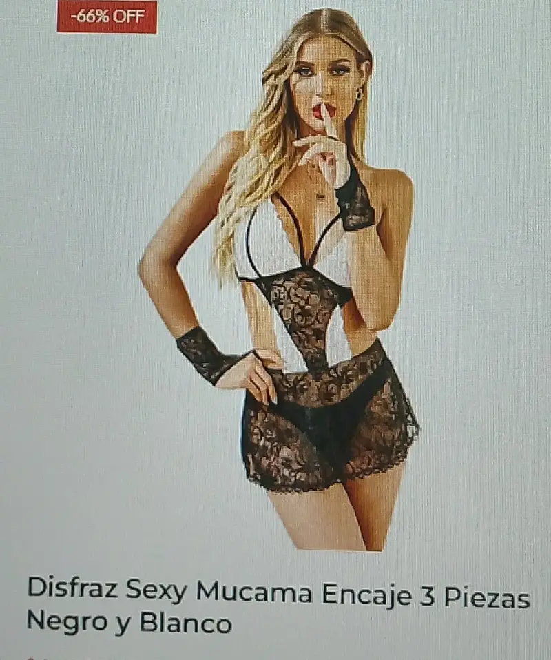 Disfraz sexy mucama negro y blanco