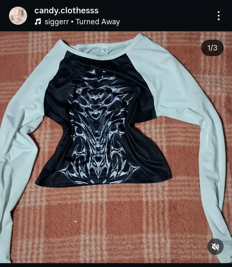 Polera raglán negra y blanca