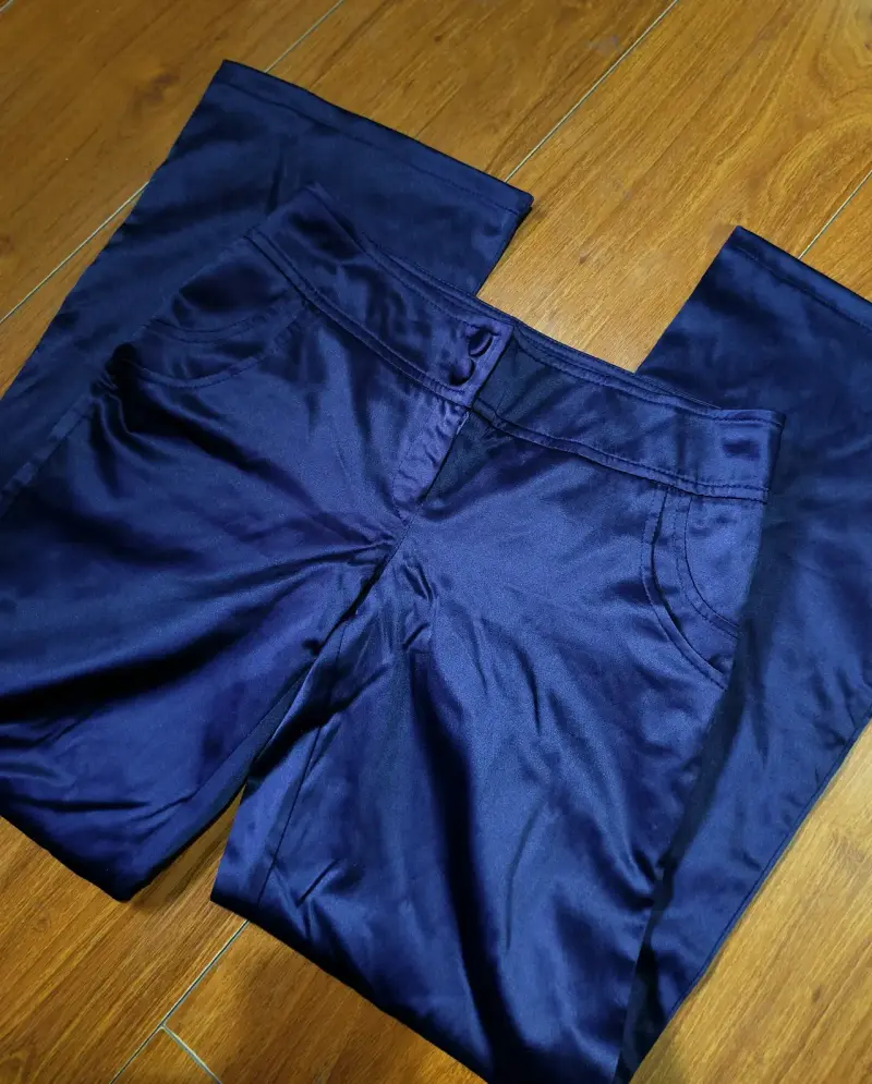 Pantalones satinados azul oscuro - 3