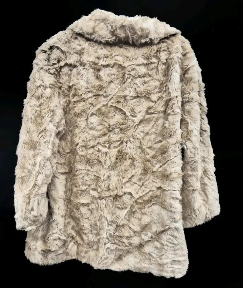 Abrigo de piel sintética beige - 2
