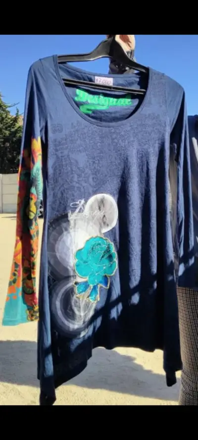 Polera larga Desigual  estampada azul - miniatura 1