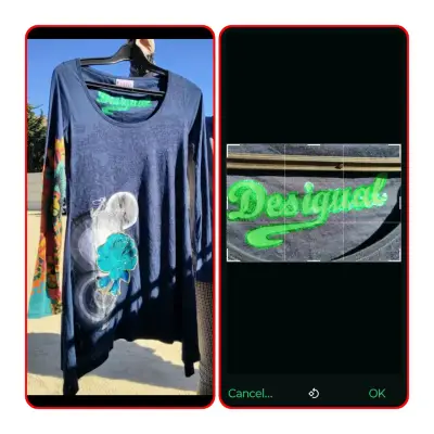 Polera larga Desigual  estampada azul - miniatura 3