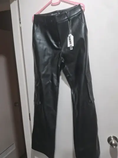 Pantalones de eco cuero negro - miniatura 1