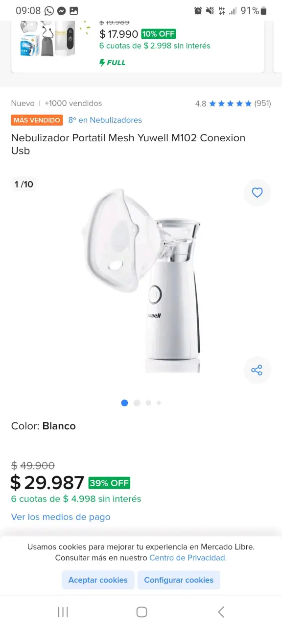 Nebulizador portátil Yuwell M102 - 1