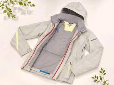 Chaqueta impermeable Columbia gris con verde - miniatura 2