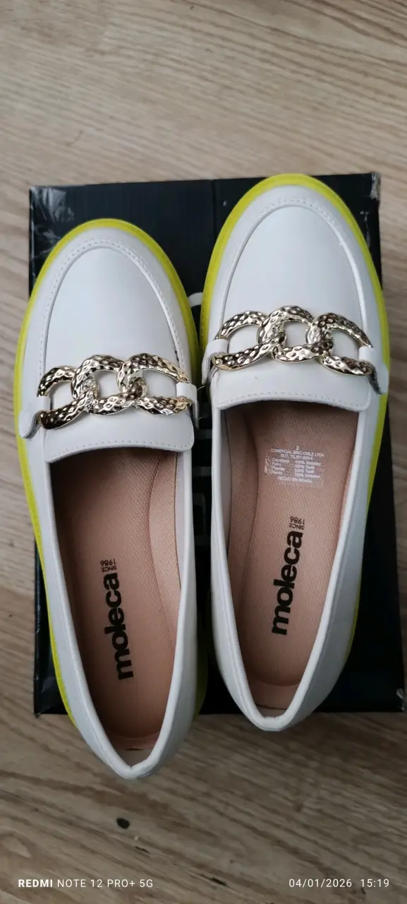 Zapatos Moleca blanco y amarillo - 3