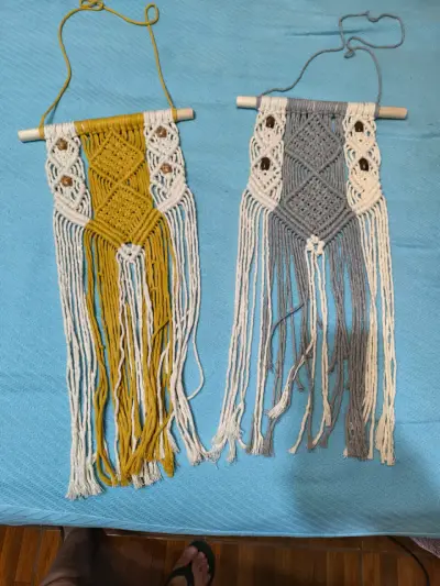 Decoración macramé amarillo y gris - miniatura 1