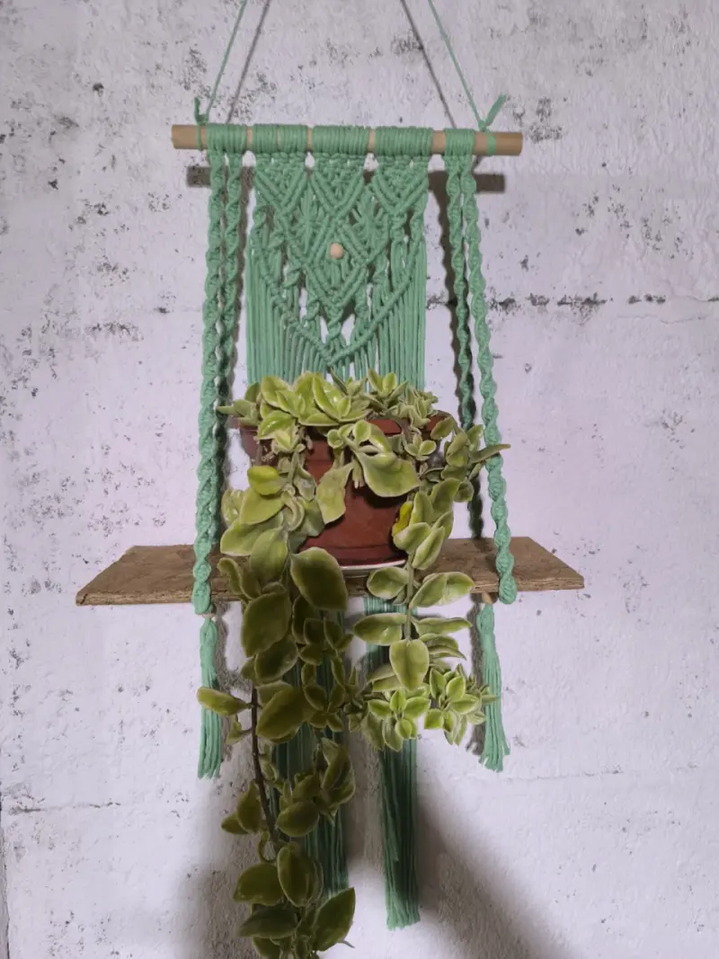 Decoración macramé amarillo y gris - 5