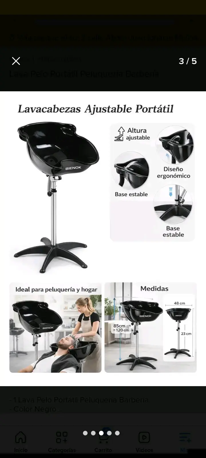 Lavacabezas portátil ajustable negro - 1