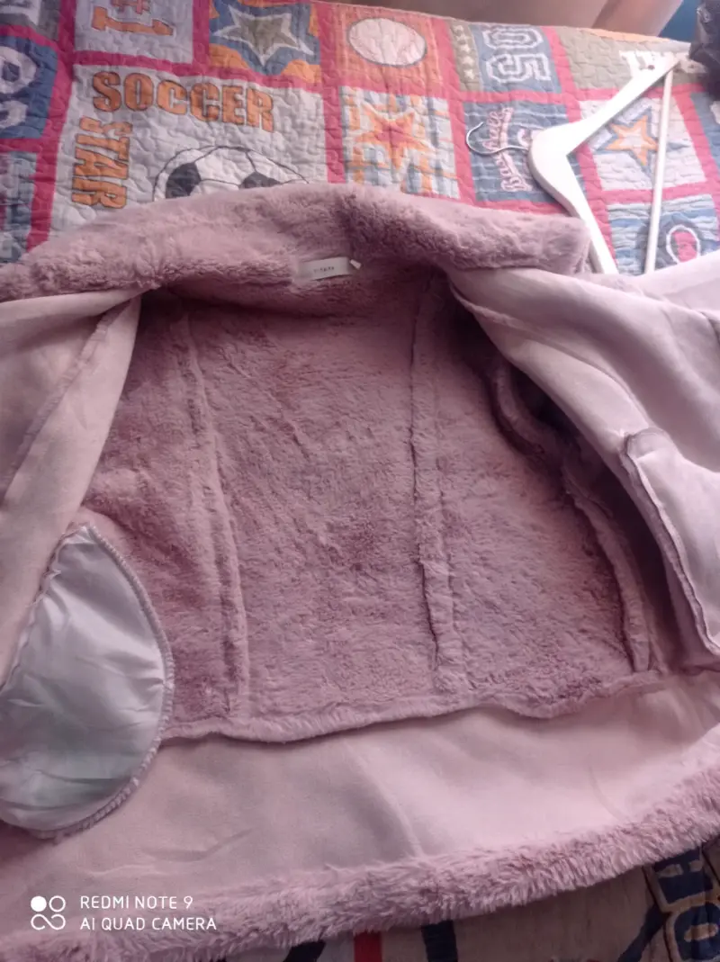 Chaqueta de peluche rosa pastel - 4