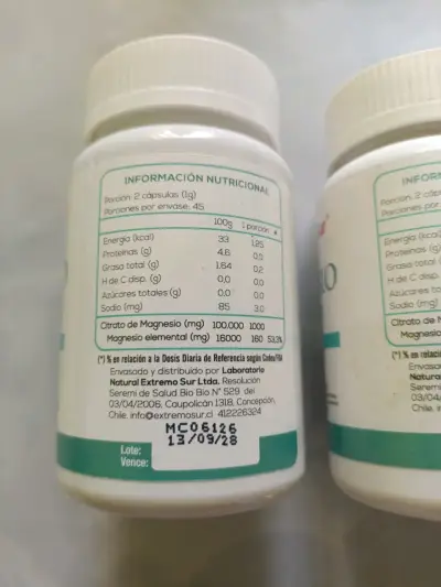 Citrato de magnesio 500mg 90 cap 100% natural c/u - miniatura 4