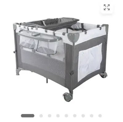 Cuna corral con cambiador gris - miniatura 1