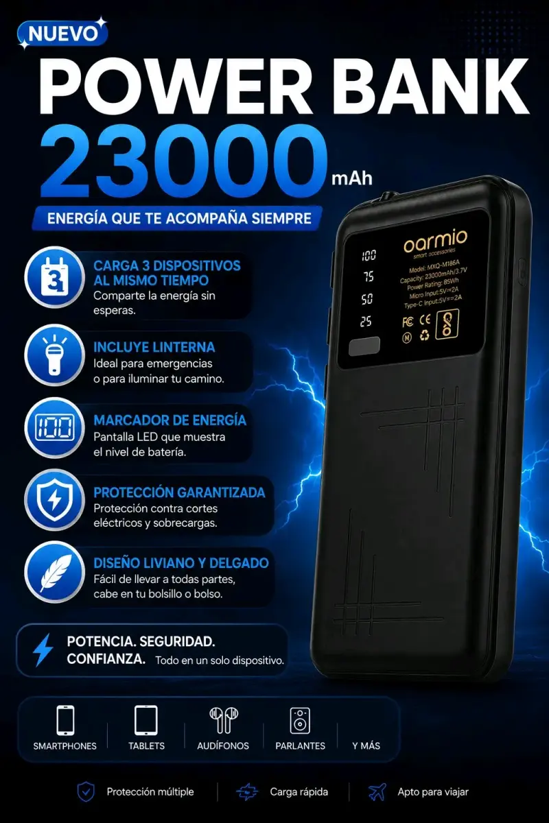 Power Bank 23000mAh con linterna - 1