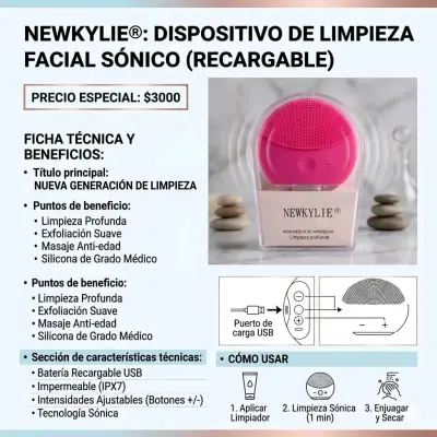 Limpiador facial Newkylie rosa - miniatura 2