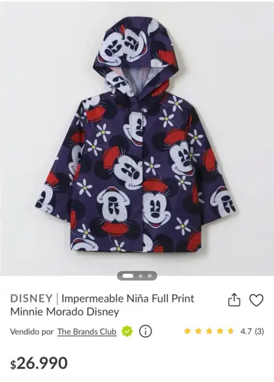 Impermeable nuevo niña Minnie morado - miniatura 1