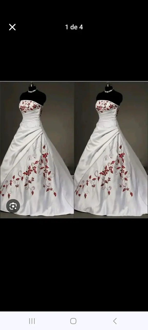 Vestido de novia con bordados rojos - 2
