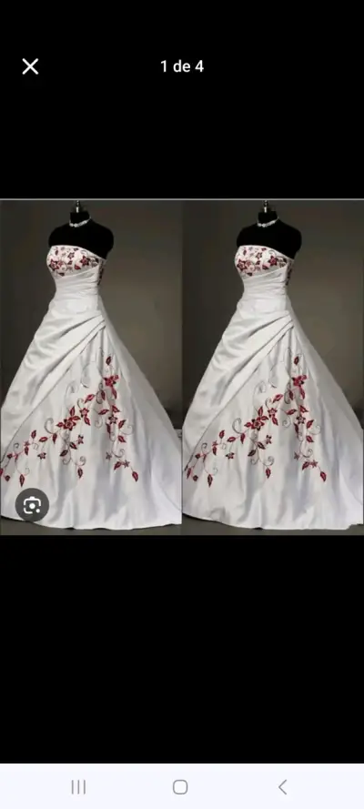 Vestido de novia con bordados rojos - miniatura 2