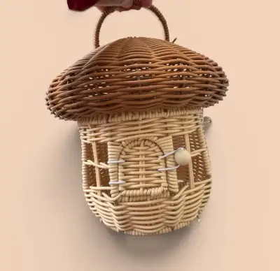 Cesta imitación mimbre forma de hongo - miniatura 1
