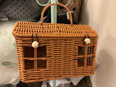 Canasto imitación mimbre tipo casa - miniatura 5