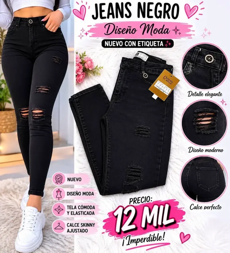 Jens negro diseño moda