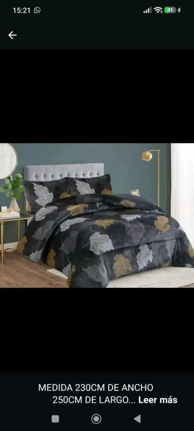 Cobertor estampado hojas - miniatura 1