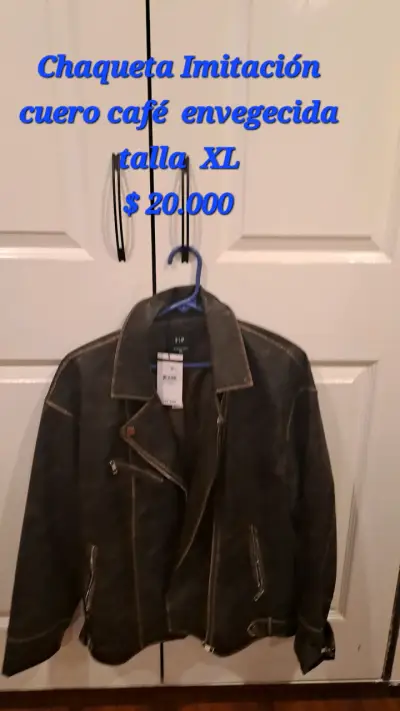 Chaqueta imitación cuero café XL - miniatura 1